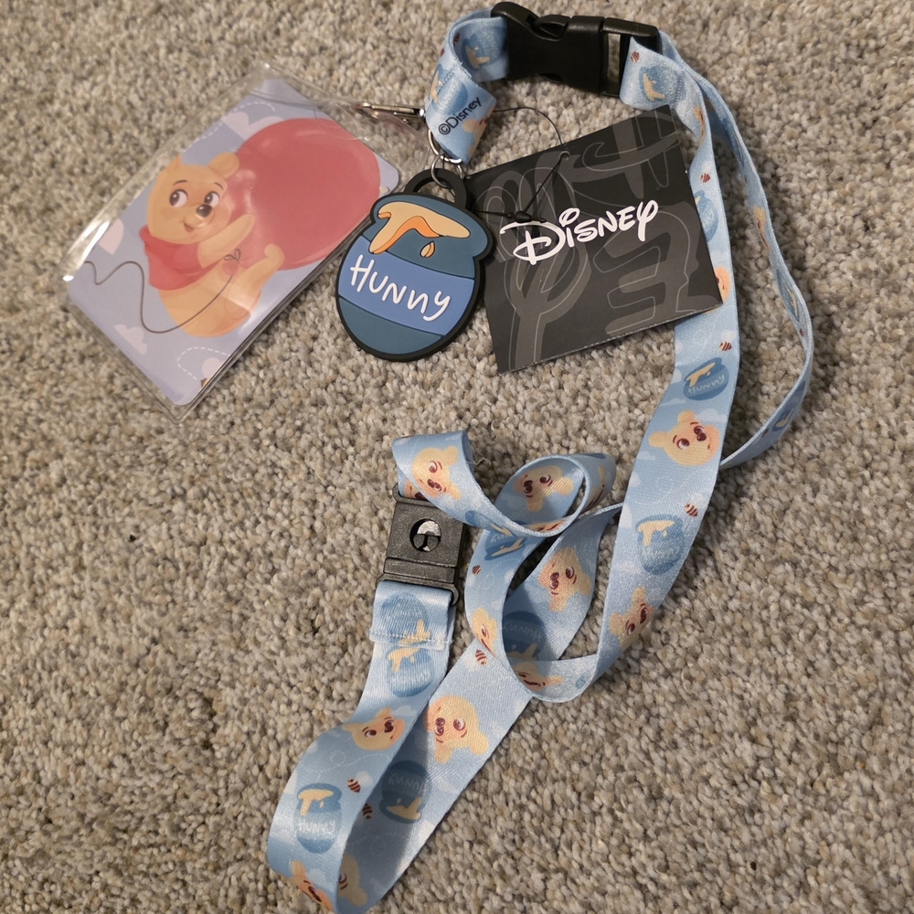 Disney Light Blue Winnie the Pooh Lanyard New